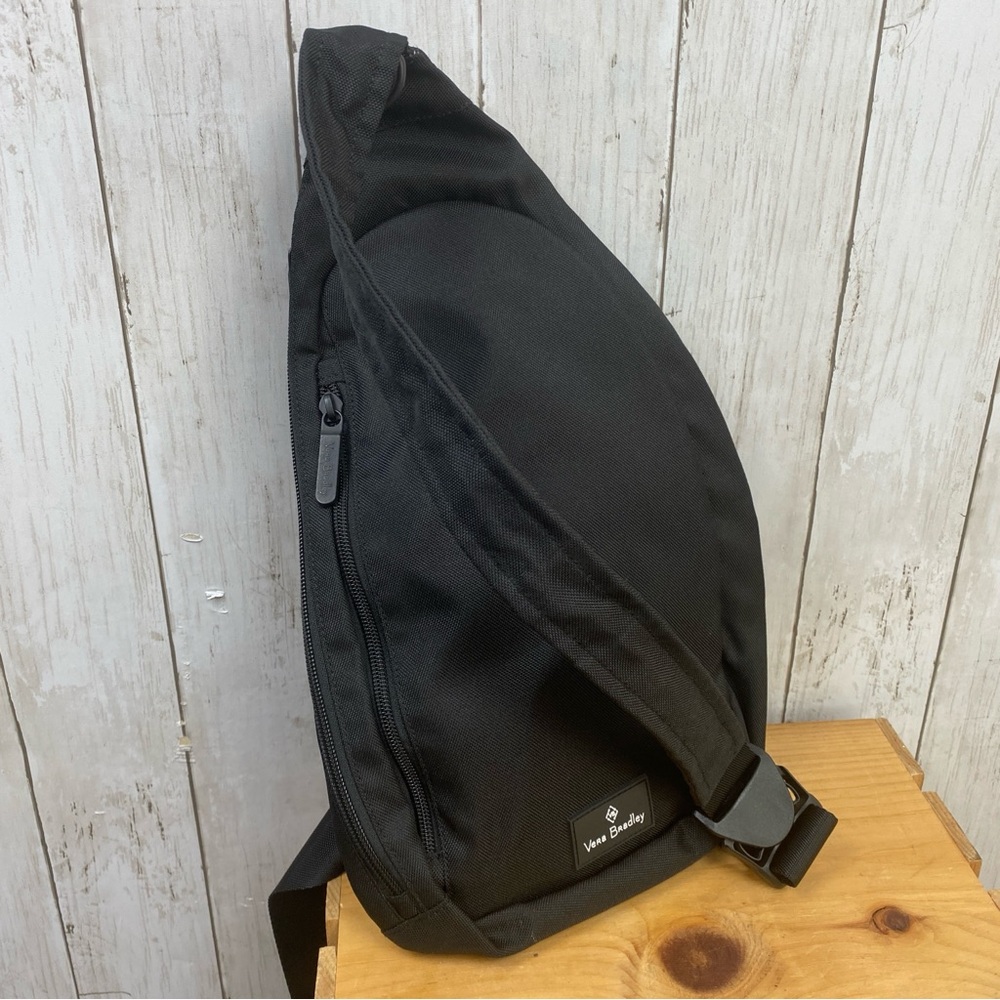 Vera Bradley Sling Crossbody Backpack Black W/Floral Lining Retail $85